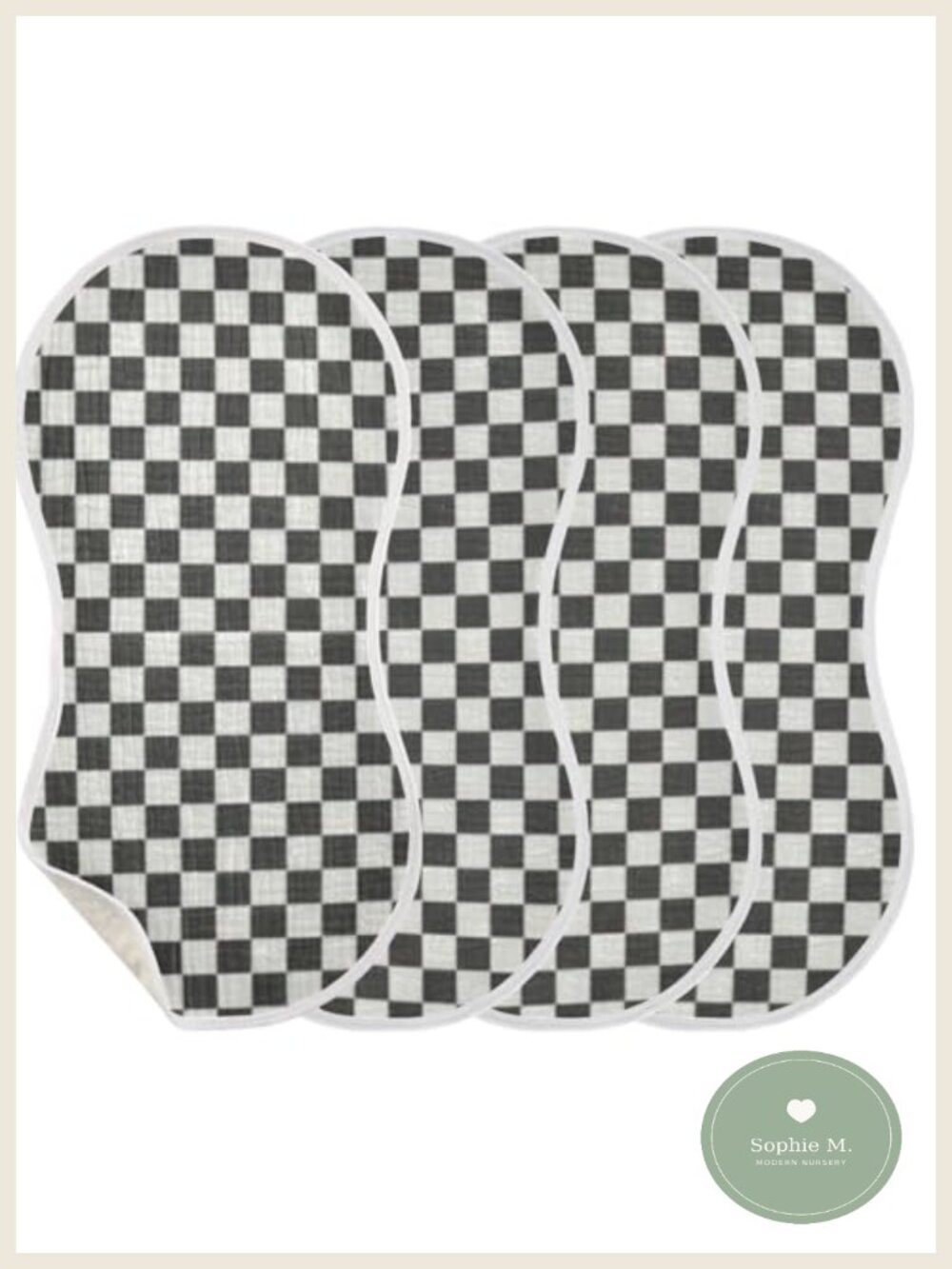 Muslin Burp Cloths 4 Pack Cotton Contoured Absorbent Baby Bibs
